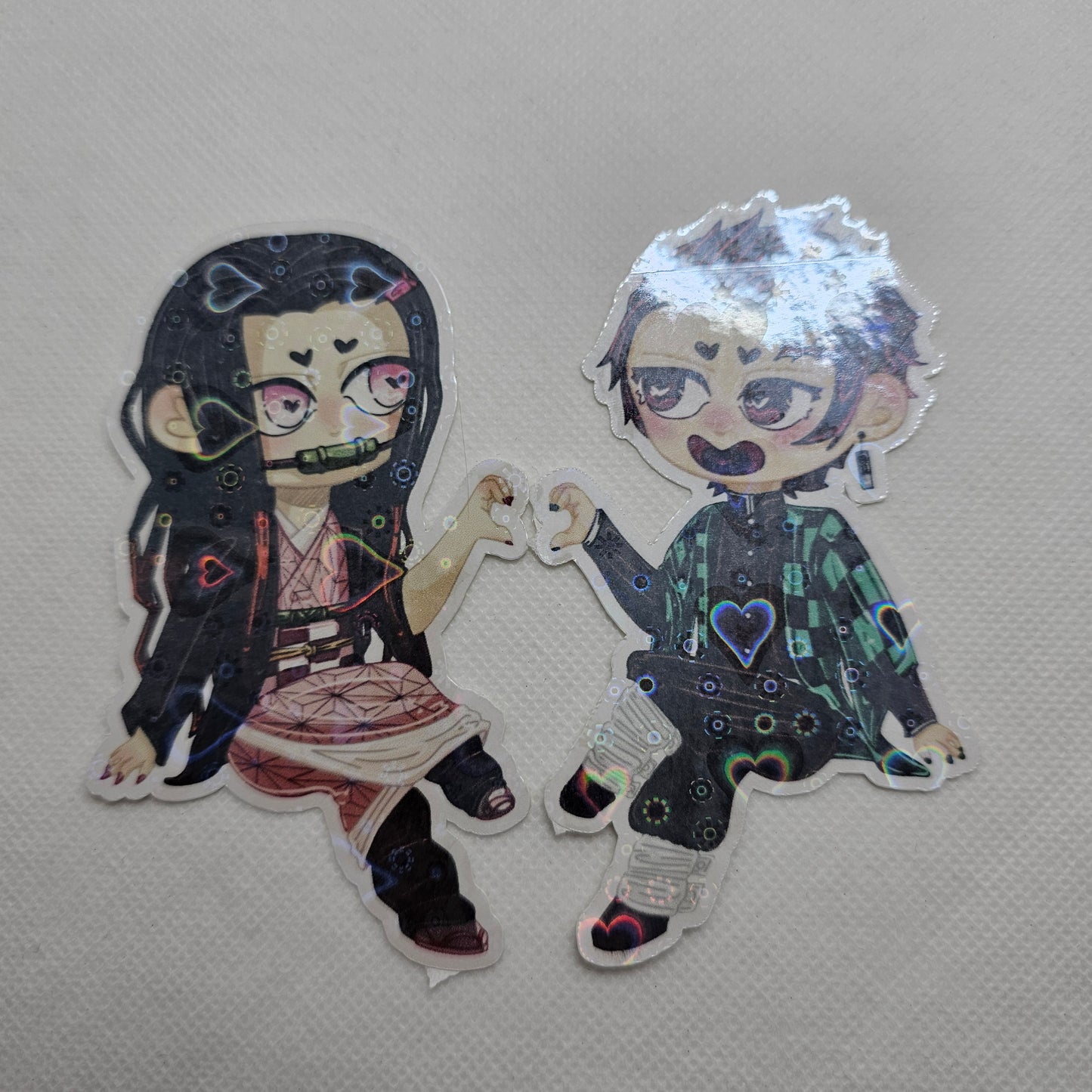 In Stock: Nezuko and Tanjiro Heart Stickers